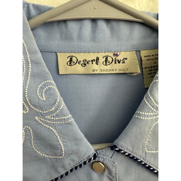 Vintage Desert Diva Sherry Holt Western Shirt M Embroidered Snap - Picture 3 of 9
